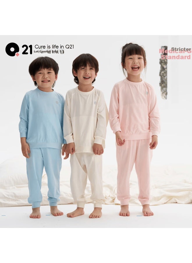 Q21 Kids Pajamas Uni 3a Antibacterial Moisture-wicking Baby Tencel Cotton Homewear Set Air Conditioning Clothes - Image 2