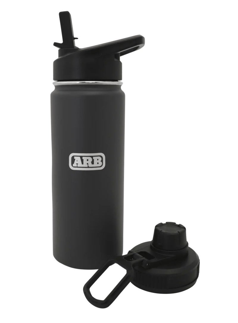 ARB Drink Bottle 550ml with Straw Lid & Twist Top Lid – 2170196, Double Wall 304 Stainless Steel Water Bottle for Camping, Travel, Gym, Off Road, 4x4 & Outdoor Use, Charcoal - Image 1