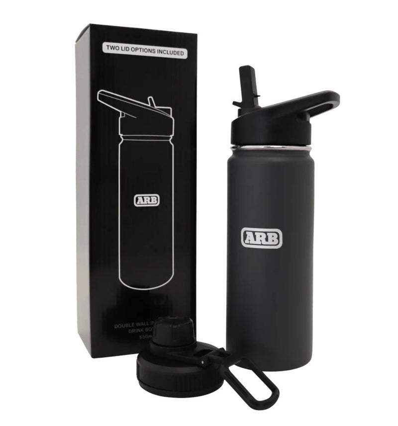 ARB Drink Bottle 550ml with Straw Lid & Twist Top Lid – 2170196, Double Wall 304 Stainless Steel Water Bottle for Camping, Travel, Gym, Off Road, 4x4 & Outdoor Use, Charcoal - Image 4