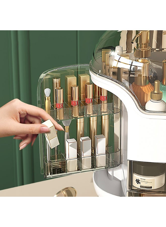 Noon East Elegant Makeup Organizer Dustproof And Waterproof Cosmetic Storage with Cover and Drawers Box For Organization, 30 x 20 x 34, Clear/Cream - Image 4