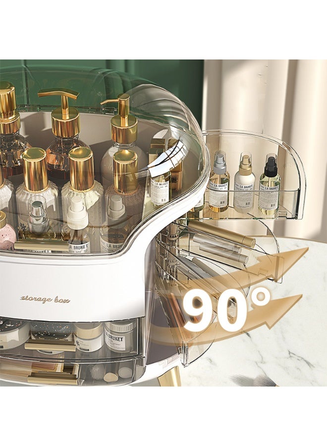 Noon East Elegant Makeup Organizer Dustproof And Waterproof Cosmetic Storage with Cover and Drawers Box For Organization, 30 x 20 x 34, Clear/Cream - Image 5