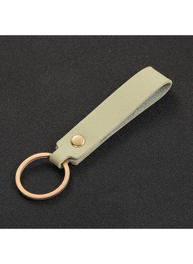 Generic Soft PU Leather Key Chains for Friends Colorful Simple Blank Keyring Pendant Short Style Car Keychain Accessories Keys Storage-Color:Green - Image 1
