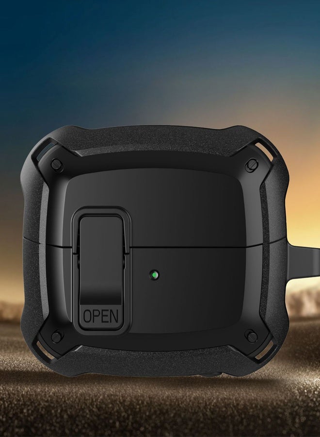 غطاء حماية لسماعات Galaxy Buds 3 Pro/Buds 3 موديل 2024 مع مشبك قفل آمن، غطاء حماية صلب مقاوم للصدمات لسماعات Samsung Galaxy Buds 3/3 Pro مع حلقة تثبيت ومجموعة تنظيف للرجال والنساء - Image 2