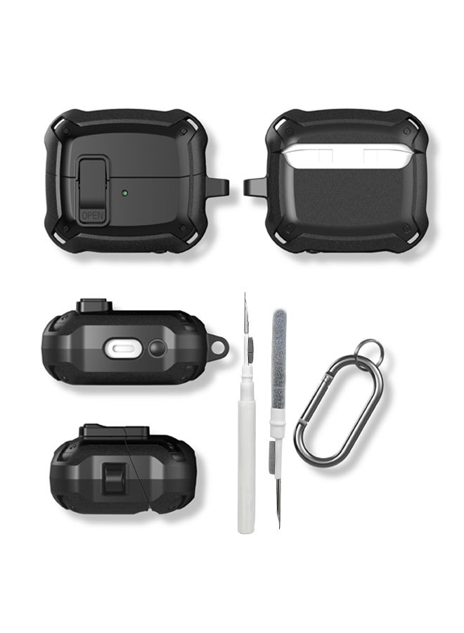 غطاء حماية لسماعات Galaxy Buds 3 Pro/Buds 3 موديل 2024 مع مشبك قفل آمن، غطاء حماية صلب مقاوم للصدمات لسماعات Samsung Galaxy Buds 3/3 Pro مع حلقة تثبيت ومجموعة تنظيف للرجال والنساء - Image 3