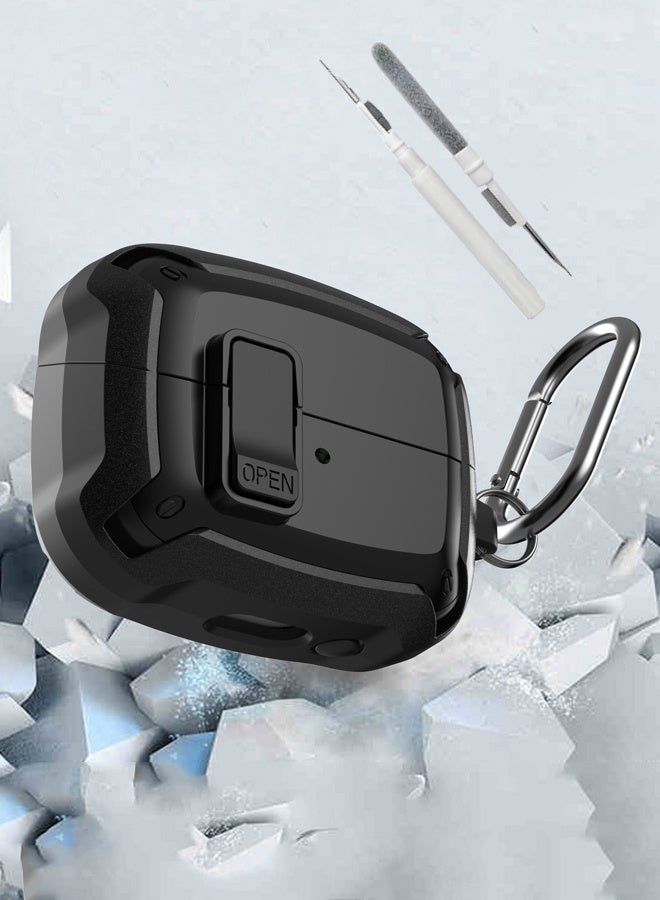 Galaxy Buds 3 Pro/Buds 3 Case Cover 2024 with Secure Lock Clip, Shockproof Samsung Galaxy Buds 3/3 Pro Protective Hard Cover Shell with Carabiner&Cleaner kit for Men Women