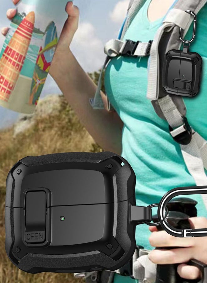 غطاء حماية لسماعات Galaxy Buds 3 Pro/Buds 3 موديل 2024 مع مشبك قفل آمن، غطاء حماية صلب مقاوم للصدمات لسماعات Samsung Galaxy Buds 3/3 Pro مع حلقة تثبيت ومجموعة تنظيف للرجال والنساء - Image 4