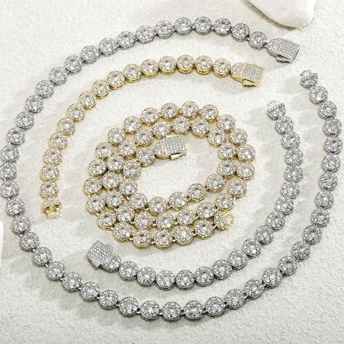 TOPGRILLZ Tennis Bracelet for Women and Men – 14K Gold Plated Brass 10mm Iced Out Cubic Zirconia Link Fashion Jewelry Pulseras Para Mujer (Golden 8") - Image 3