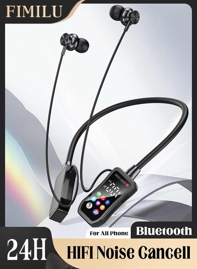 FIMILU Bluetooth Neckband Headphones Wireless 24H Battery Life HIFI Earphones with Power Display Earpods Noise Cancelling Earbuds Bluetooth 5.4 Headset with Mic for Apple/Android Earphone Gaming Sport Travel Headphone - Image 1