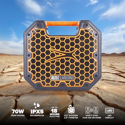 Altec Lansing TOUGHBOXX Bluetooth Speaker, 70W Peak Power, IPX5 Waterproof, 18Hr Playtime, Party Sync 100+ Units, FM Radio, USB-C & Mic in, Ultimate Portable Outdoor Bluetooth Speaker - Image 2