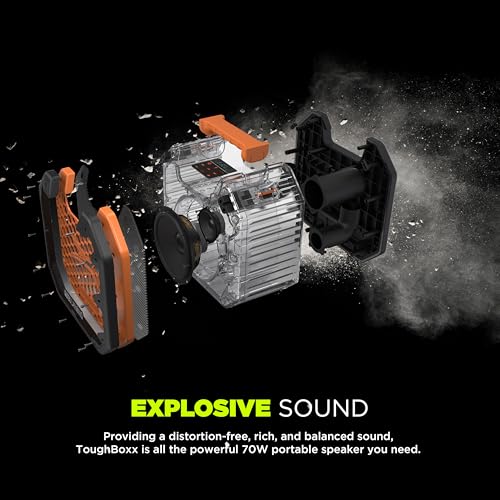 Altec Lansing TOUGHBOXX Bluetooth Speaker, 70W Peak Power, IPX5 Waterproof, 18Hr Playtime, Party Sync 100+ Units, FM Radio, USB-C & Mic in, Ultimate Portable Outdoor Bluetooth Speaker - Image 4
