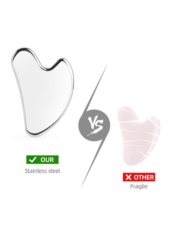 BTYMS Gua Sha Facial Tools, Heart Shaped Guasha Tool Stainless Steel Face Sculpting Tool - Image 4