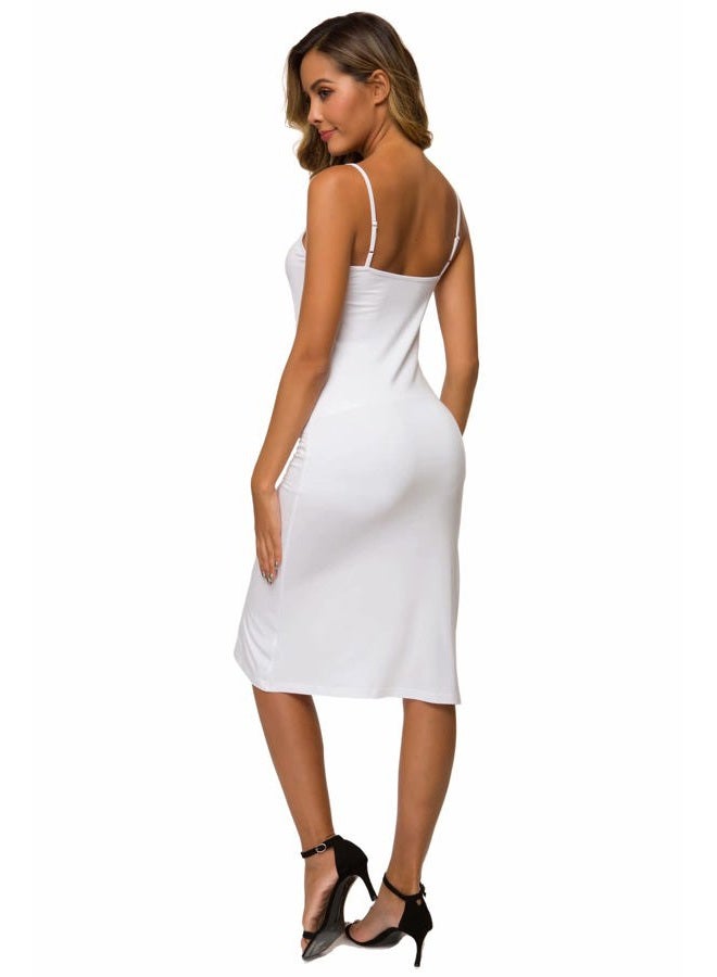 LB LIFEBEST Women's Full Slips Cami Long Spaghetti Strap Under Dress, White, M - Image 4