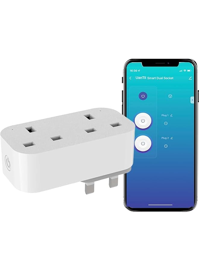 PROMASS promass Smart Plug Tuya WIFI Double Socket Timing Schedule Wireless Smart Outlet Intelligent Smart Plug App Remote Control Works with Amazon Alexa and Google Home  - Image 1