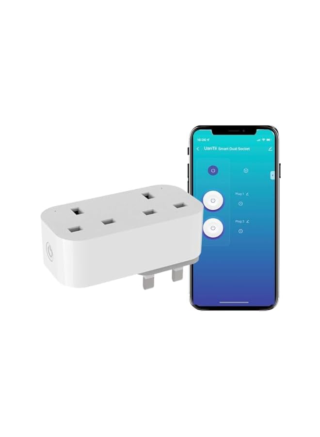PROMASS promass Smart Plug Tuya WIFI Double Socket Timing Schedule Wireless Smart Outlet Intelligent Smart Plug App Remote Control Works with Amazon Alexa and Google Home  - Image 2