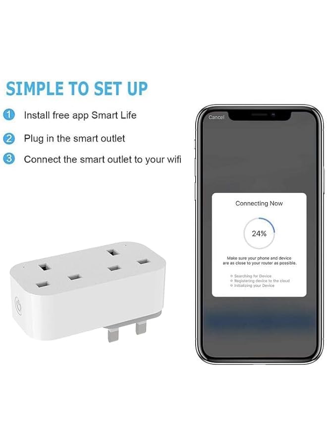 PROMASS promass Smart Plug Tuya WIFI Double Socket Timing Schedule Wireless Smart Outlet Intelligent Smart Plug App Remote Control Works with Amazon Alexa and Google Home  - Image 3