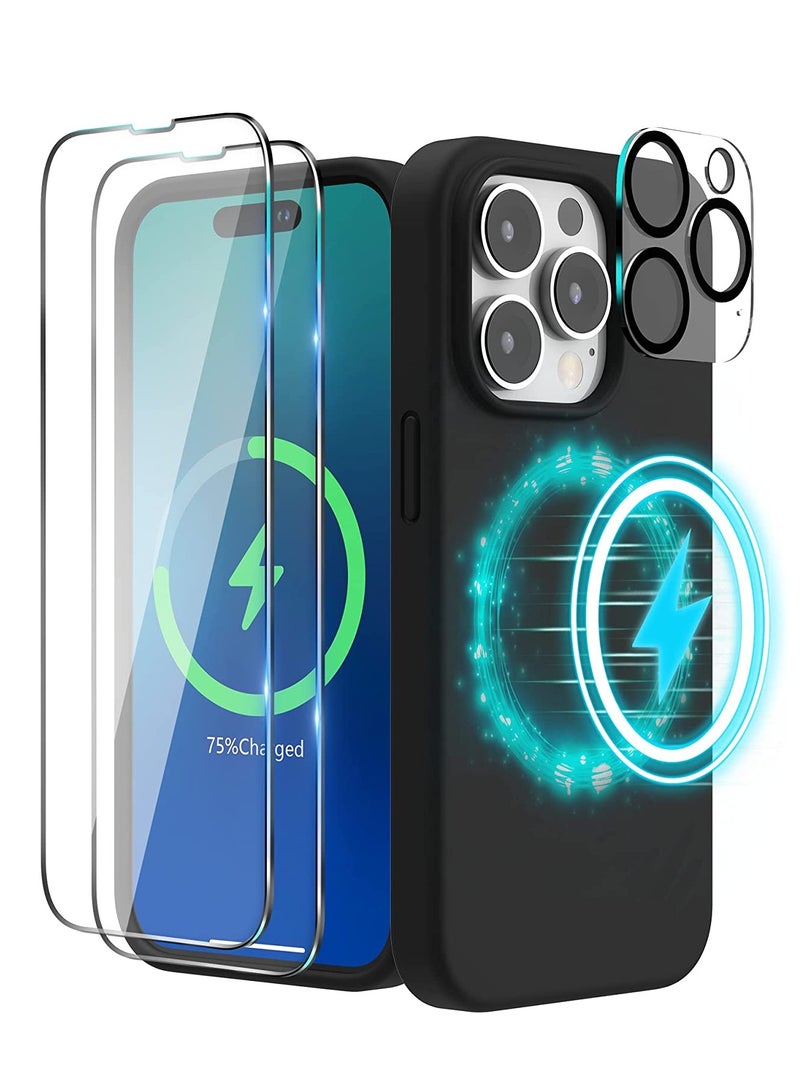 Magnetic Case Designed for iPhone 14 Pro Max Case 6.7 inch (2022), Compatible with MagSafe, Liquid Silicone Phone Case for iPhone 14 Pro Max, Black - Image 1