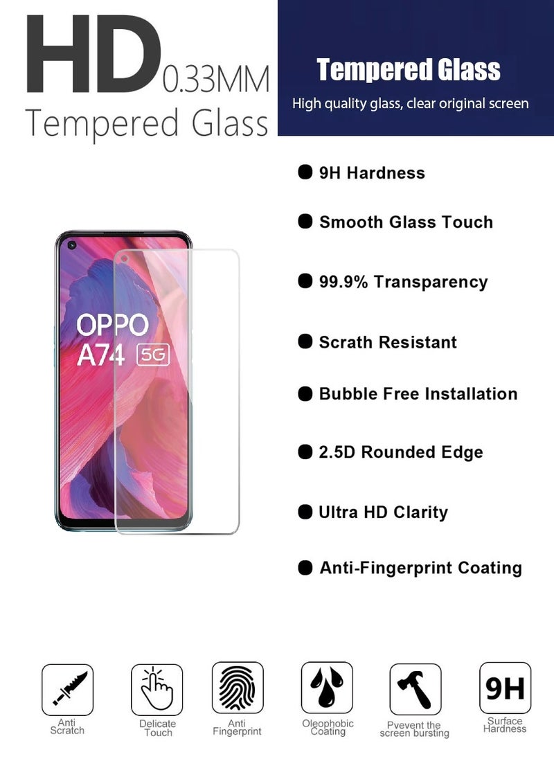 Super 2 Pieces  Tempered Glass Screen Protector Clear Designed For Oppo A74 5G Full Screen Coverage And Bubble Free - Image 5