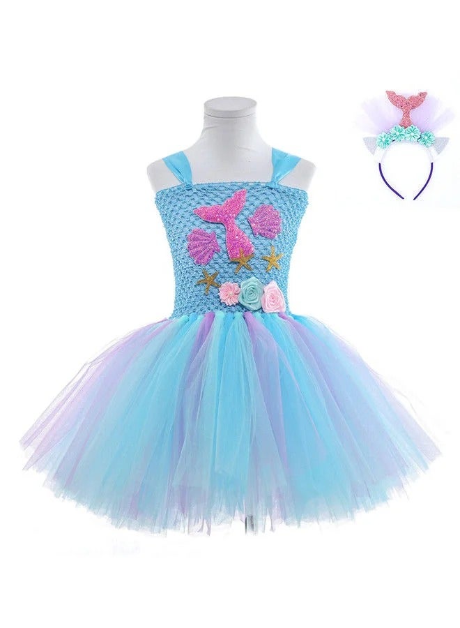 Mermaid Tutu Girl Costume Birthday Dress Mermaid Dress Up Costume - Image 1