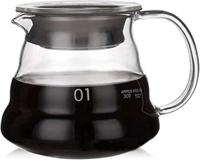 Viden 360ml #1 V60 Clear Heat Resistant Glass Coffee Server | Pour Over Tea Pot | Hand Drip Carafe | Transparent Kettle Maker