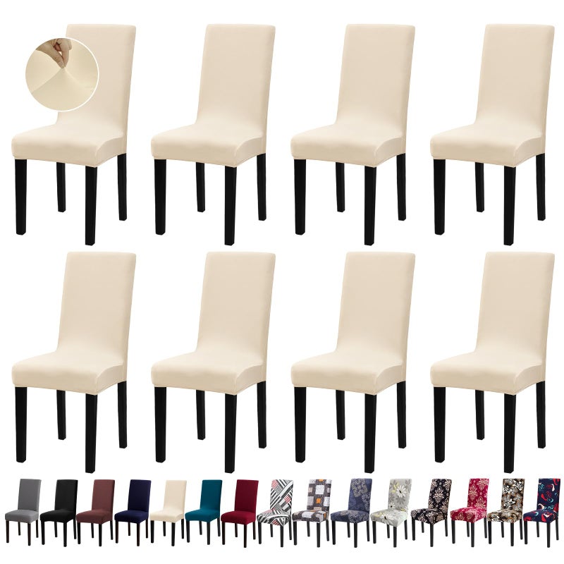 Fafua Chair Covers Stretch Kitchen Chair CoversDining Room Chair Covers Set of 8 Removable Washable Dining Chair Slipcovers for Home Hotel Banquet