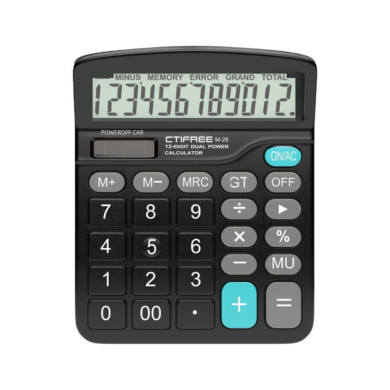Generic Solar Powered Office Calculator with Logo Black (with battery) 