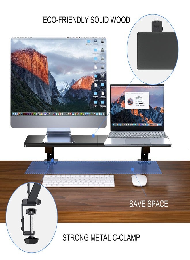 suptek Monitor Stand Riser for Computer,Laptop,Printer, Notebook and All Flat Screen Display with Black Clamp-on Desk Organizer (DSF2) - Image 4