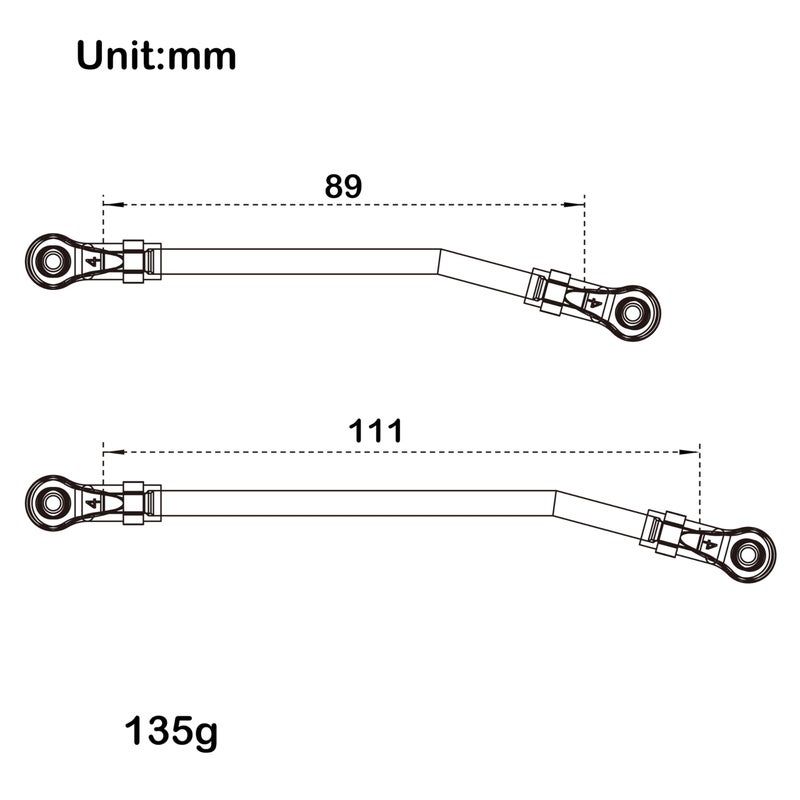 MEUS Racing 318 Wheelbase Stainless Steel Links Set for 1/10 Axial Capra 1.9 UTB RC Crawlers (318mm) - Image 2