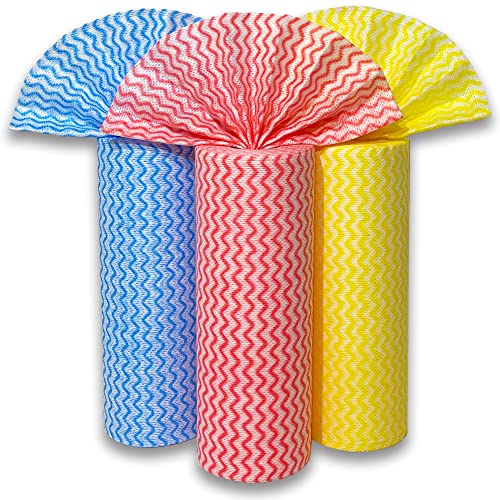 GLL Disposable Cleaning Cloths Wipe Roll Dish Wash Cloths Cleaning Washcloth Towel for Kitchen Bathroom Furniture and Car Pack of 3Rolls 150Sheets Total