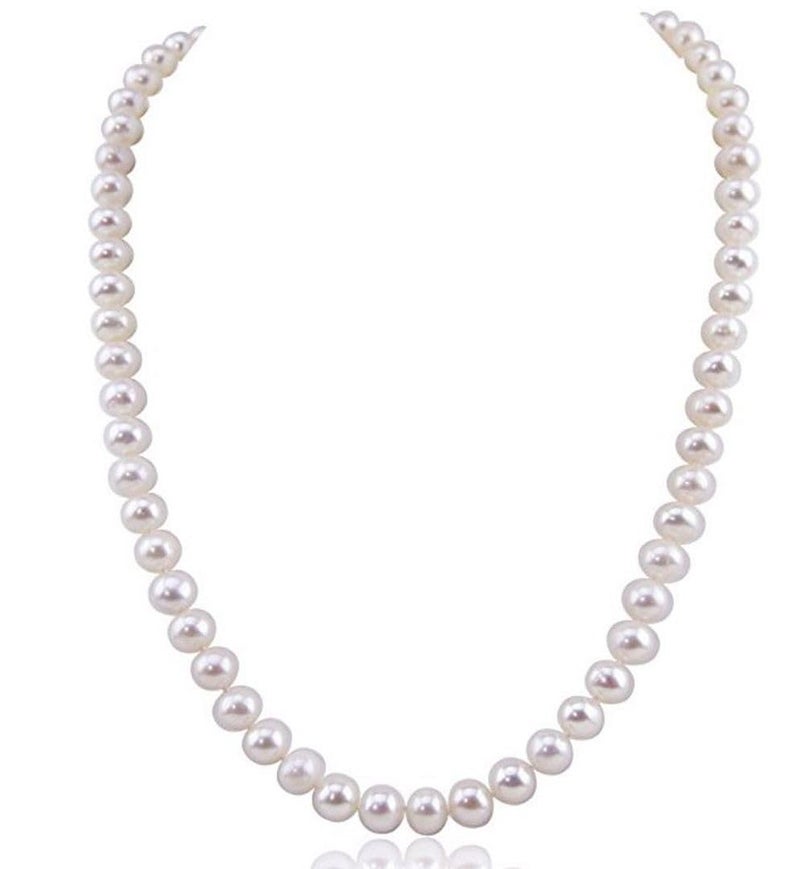 Adabele 1 Strand Real Natural AA+ Grade Round White Cultured Freshwater Pearl Organic Gemstone Necklace 18 Inch Long Single String Women Jewelry PN3-C78 - Image 1