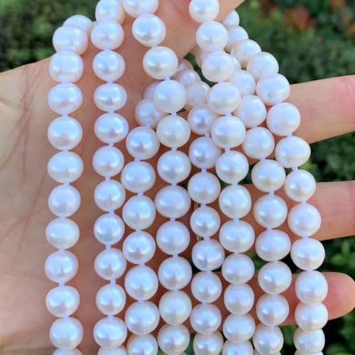 Adabele 1 Strand Real Natural AA+ Grade Round White Cultured Freshwater Pearl Organic Gemstone Necklace 18 Inch Long Single String Women Jewelry PN3-C78 - Image 4