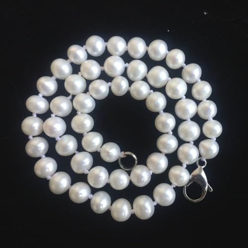 Adabele 1 Strand Real Natural AA+ Grade Round White Cultured Freshwater Pearl Organic Gemstone Necklace 18 Inch Long Single String Women Jewelry PN3-C78 - Image 5