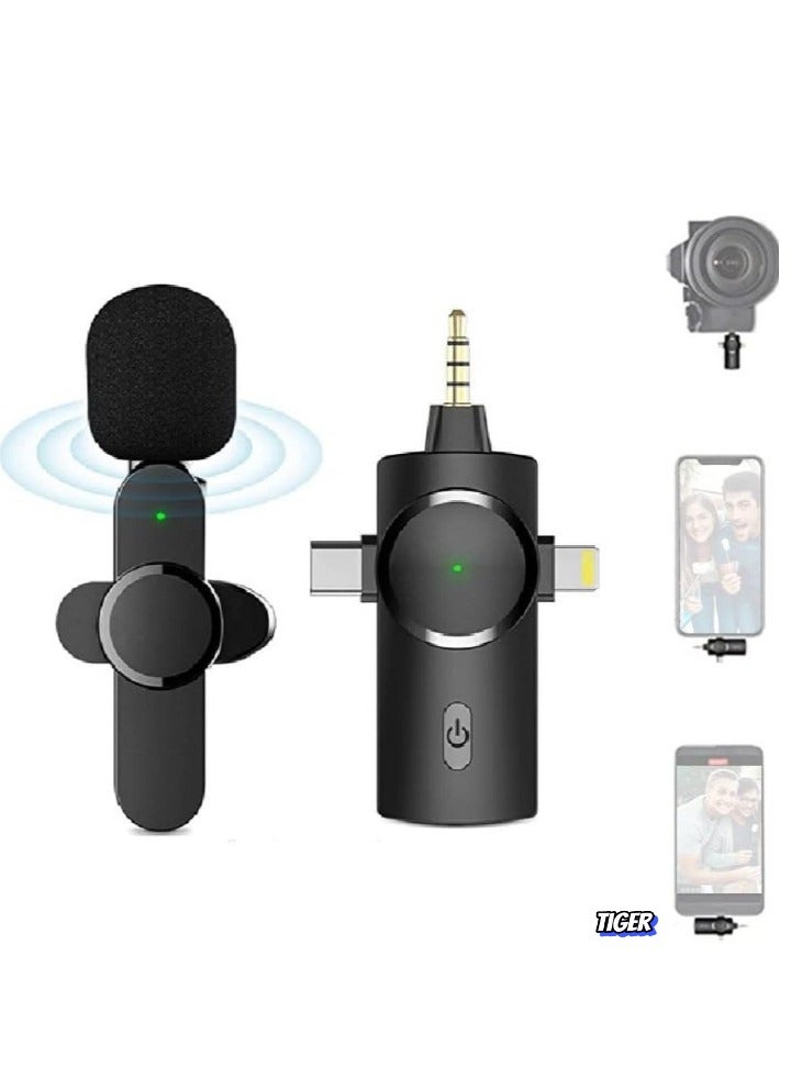 TIGER Wireless Lavalier Microphone – 3-in-1 Plug-and-Play Lapel Mic for iPhone, iPad, Android, and Camera Recording - Image 1