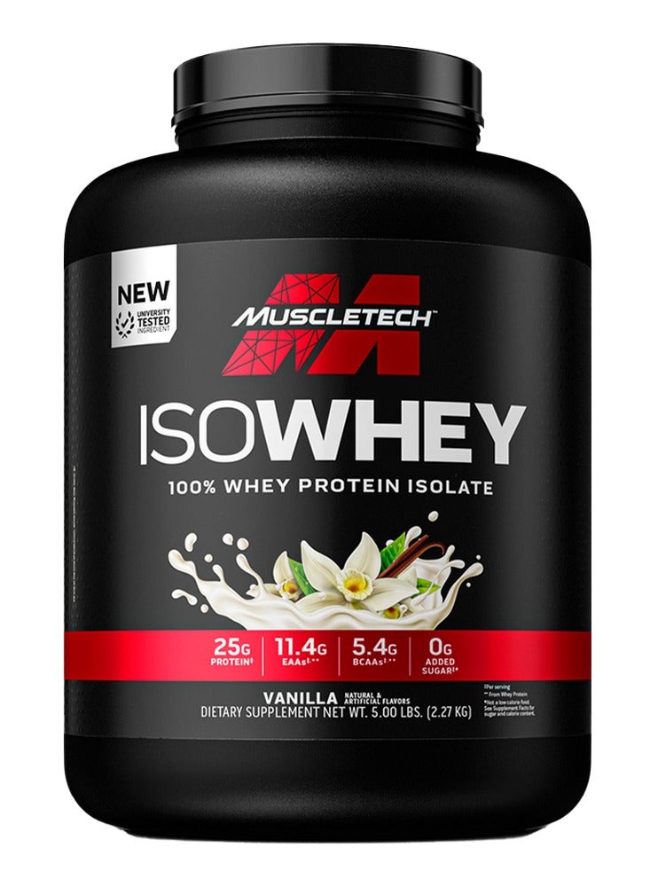 أم تي بروتين مصل اللبن المعزول ١٠٠٪ من ماسل تيك، ٥ أرطال، بنكهة الفانيليا، ٢.٢٧ كجم