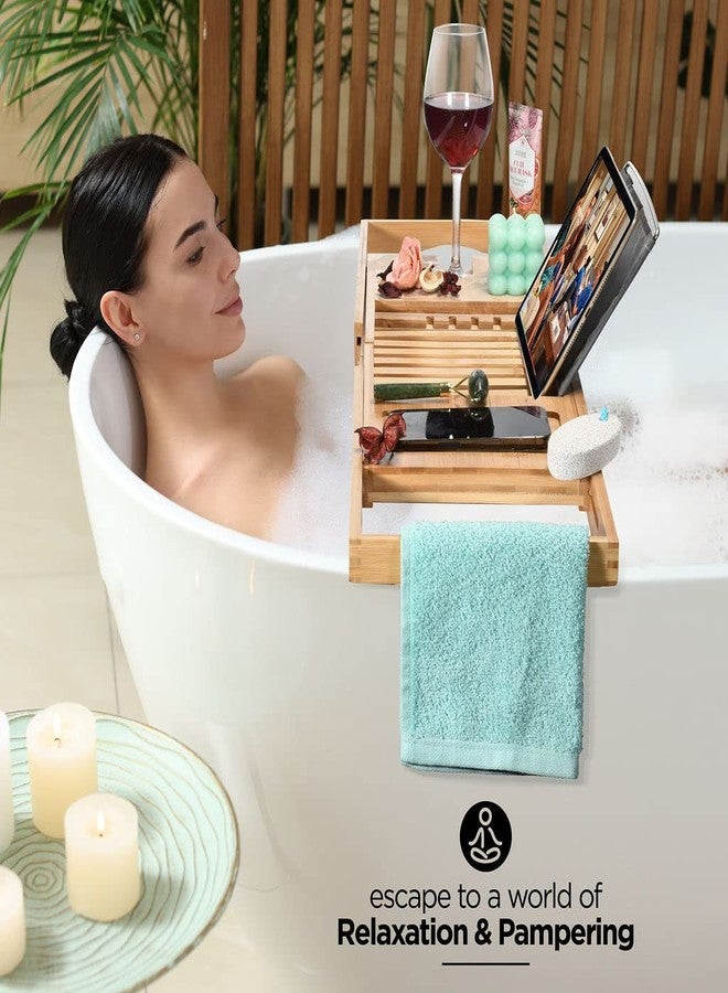 Home-it Luxury Foldable Bathtub Tray Caddy - Waterproof Wood Bath Tray for Tub, Expandable Size Fits Most Tubs, Bathroom Accessories for New Home & Mothers, Birthday Gifts for Mom - Image 5