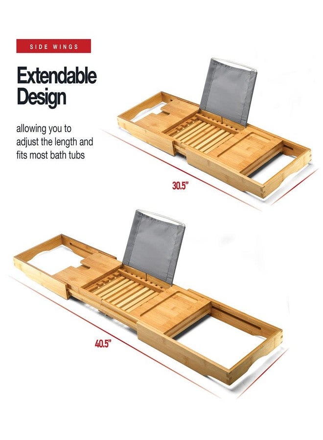 Home-it Luxury Foldable Bathtub Tray Caddy - Waterproof Wood Bath Tray for Tub, Expandable Size Fits Most Tubs, Bathroom Accessories for New Home & Mothers, Birthday Gifts for Mom - Image 2