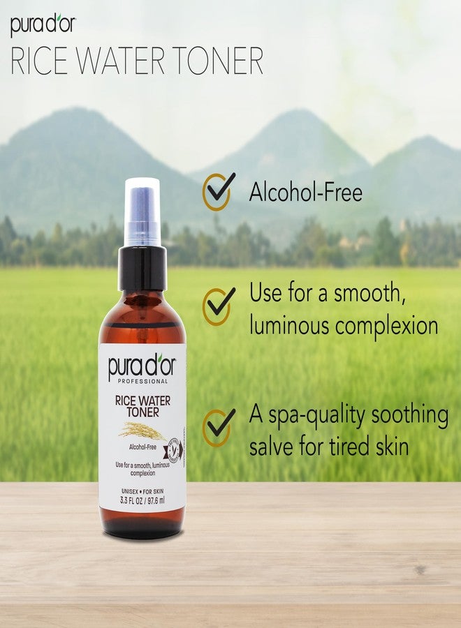 PURA D'OR 3.3 Oz Rice Water Facial Toner - Hydrating, Balancing & Soothing Formula with Natural Extracts - Skin Texture Support for Radiant Skin - Alcohol-Free - Travel Size - Image 3