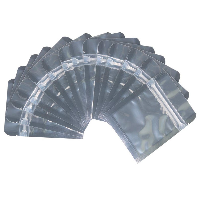 Belinlen 200 Pack 3 x 4 Inch Ziplock Mylar Bags Resealable Clear Silver Bags Reusable Food Storage Aluminum Foil Pouch Bag for Multipurpose 4mil Thickness