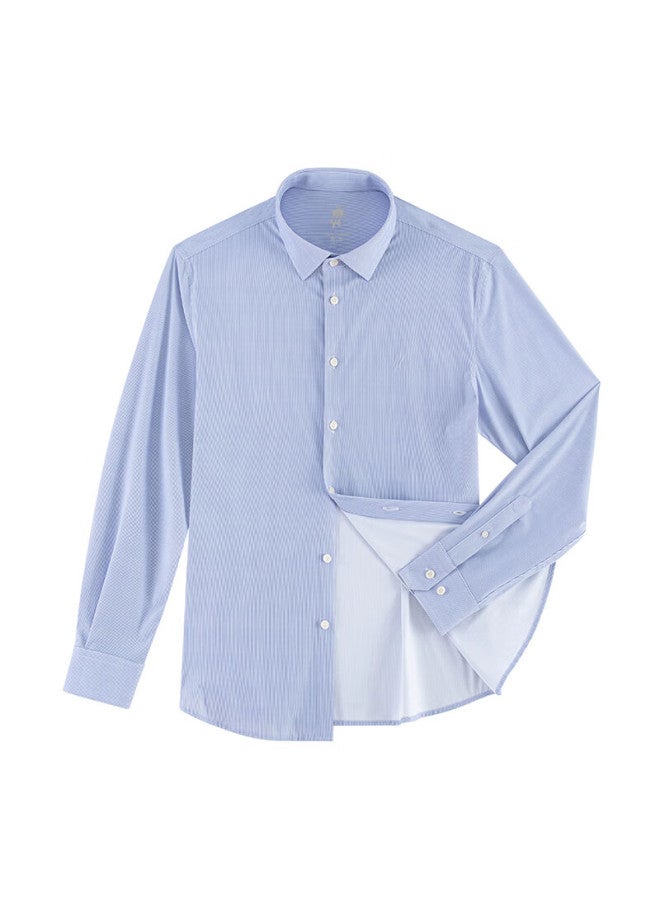 Ouding First Class High Elastic Shirt Men 690 Spring Dawn Blue Stripe Non-iron Long Sleeve Shirt Spring Dawn Blue Stripe 39 - Image 3