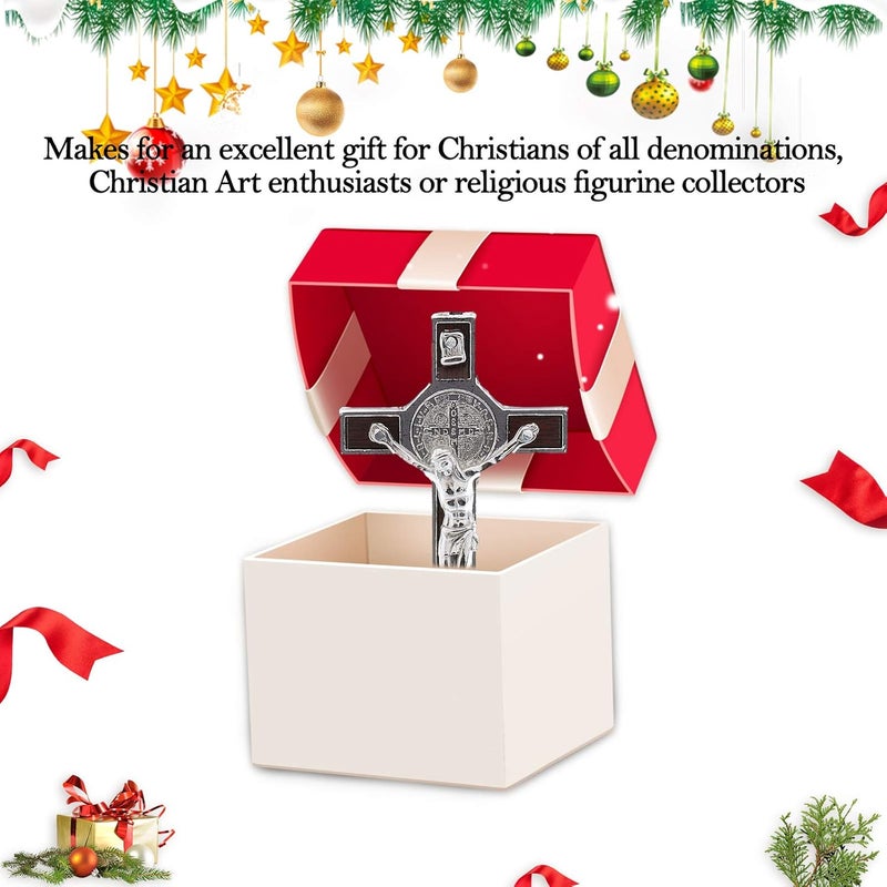 klarako Crucifix Jesus Christ Cross Statue Figurine For Car Home Chapel Decor - Silver, as described - Image 3