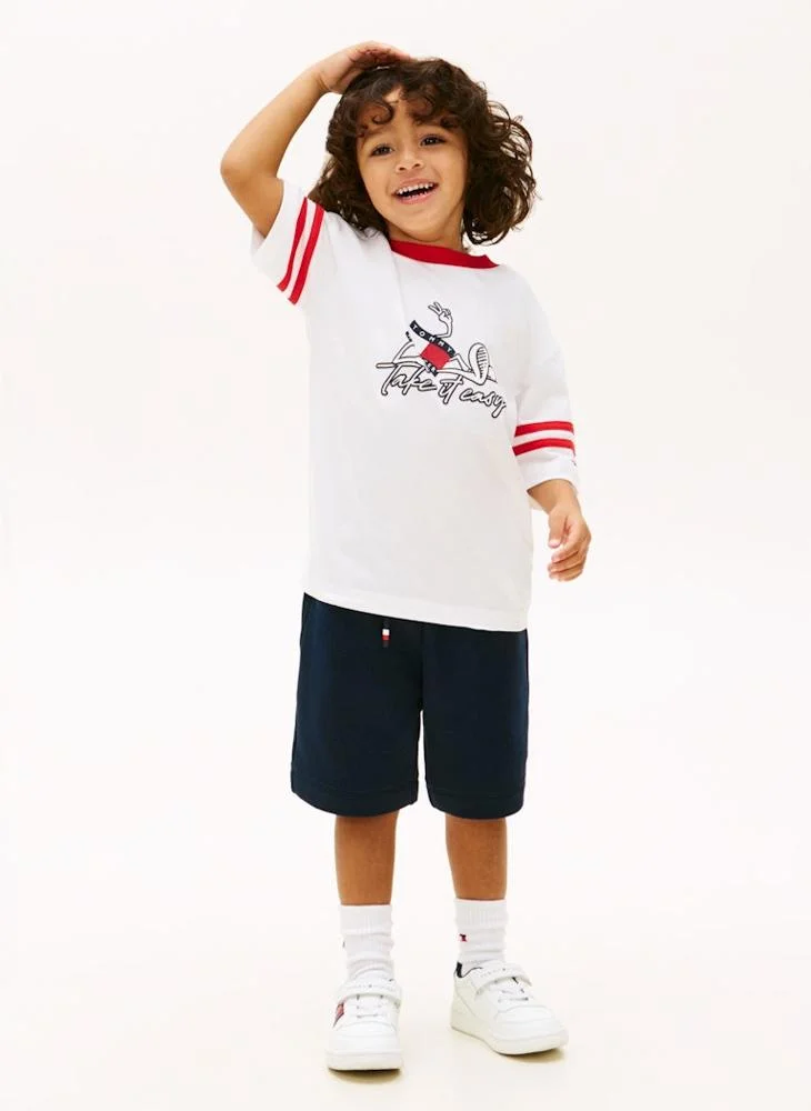 TOMMY HILFIGER Kids Signature Crew Neck T-Shirt And Shorts Set