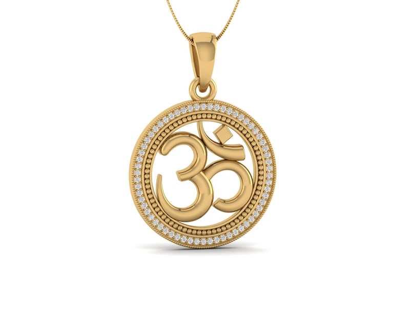LMDPRAJAPATIS Om God Religious Pendant Gold Plated American Diamond For Men And Women's - Image 1