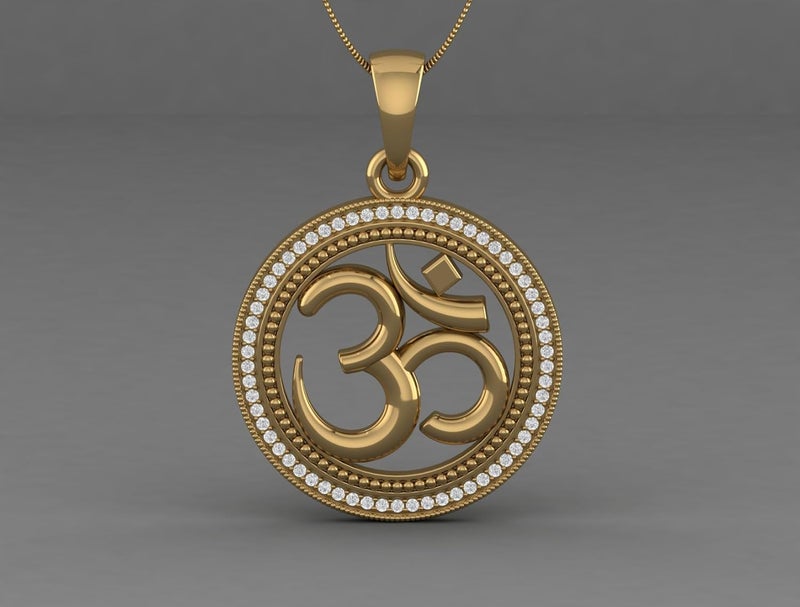 LMDPRAJAPATIS Om God Religious Pendant Gold Plated American Diamond For Men And Women's - Image 2