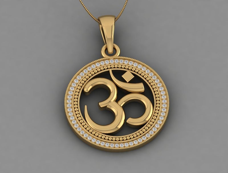 LMDPRAJAPATIS Om God Religious Pendant Gold Plated American Diamond For Men And Women's - Image 3