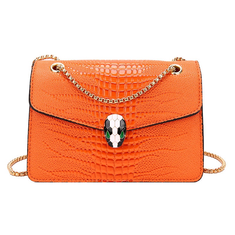 Crocodile Pattern Women'S Bag Trendy Fashionable Shoulder Bag Western Style Crossbody Small Bag Underarm Bag Fashionable Chain Small Square Bag - Image 1