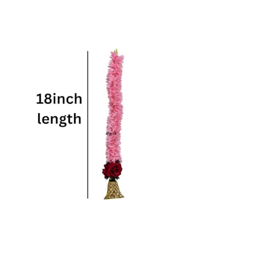 Afarza Toran Garland for Door Entrance Wedding Handemade Festival Home Decoration with Red Rose Bell Backdrop Pooja Gift 18 Inch 6 Pieces (Pink) - Image 4