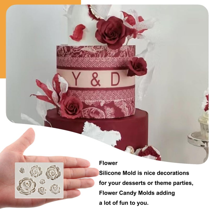 Sijiangmold Rose Flower Candy Mold Leaf Fondant Molds Peony Flowers Silicone Molds For Cake Decorating Cupcake Topper Candy Chocolate Gum Paste Set Of 4 - Image 3