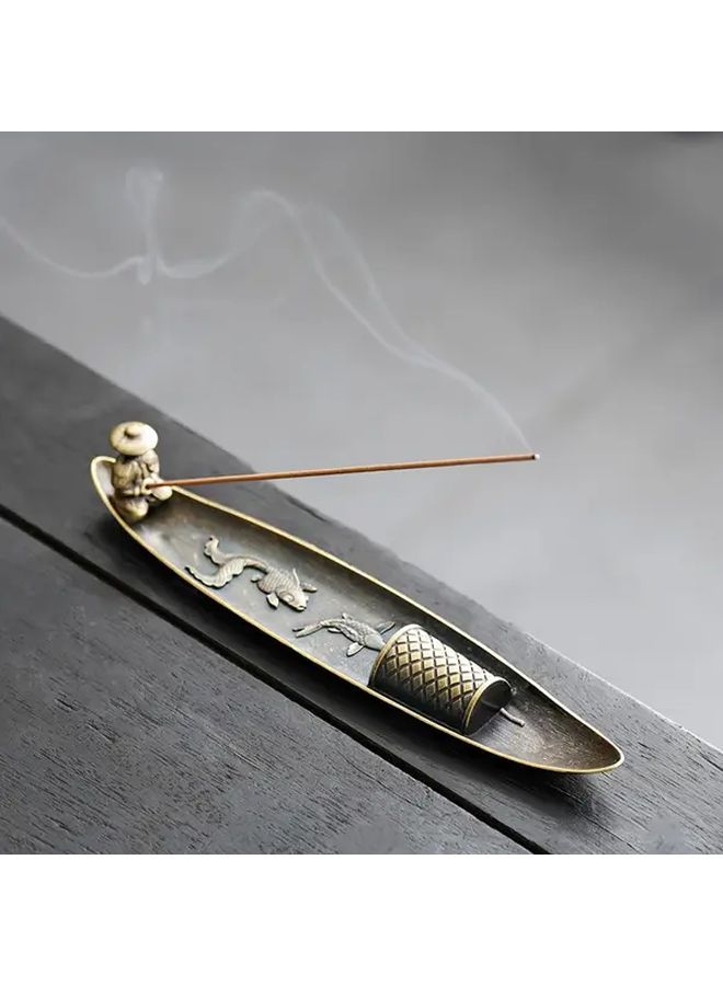 Fisherman Fishing Style Cast Iron Incense Burner with Fish Design for Meditation Holiday Gifts - Image 4