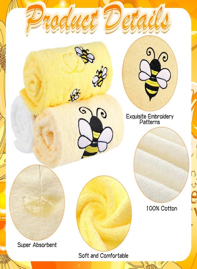 FuWeave 3 Pack Bee Towels 13.4 x 29.2 Inch Cotton Embroidered Summer Cute Bee Bathroom Towel Absorbent Dish Tea Towels for Kitchen Decor - Image 3