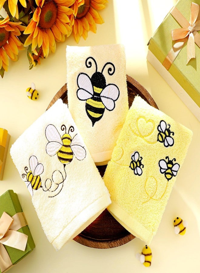 FuWeave 3 Pack Bee Towels 13.4 x 29.2 Inch Cotton Embroidered Summer Cute Bee Bathroom Towel Absorbent Dish Tea Towels for Kitchen Decor - Image 5