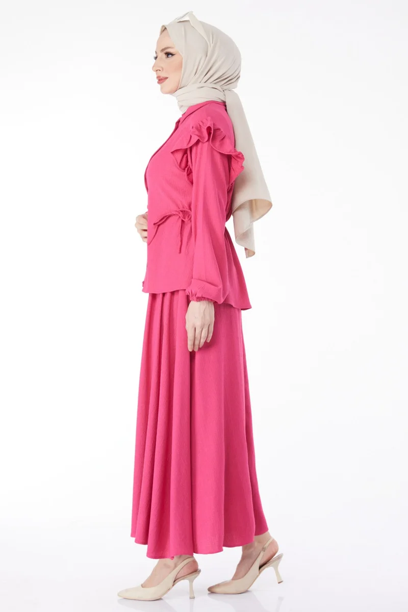 Tofisa 24619-FUSYA Shoulder Ruffle Detailed Two Piece Suit